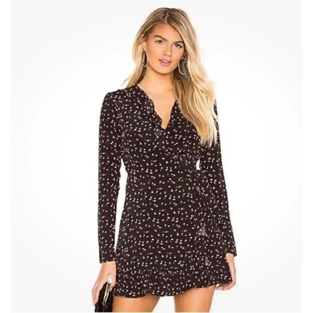 Lovers+Friends heart ruffled Flynn S mini wrap dress